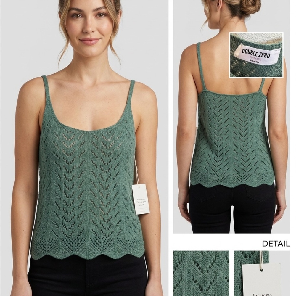 Double Zero Green Lace Knit Tank Top brand new with tags size small new